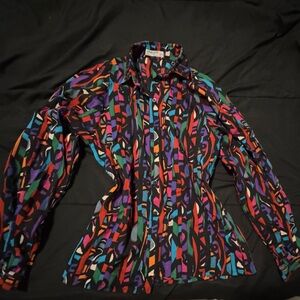 Vintage Multi-Color Abstract Print Button-Down Shirt